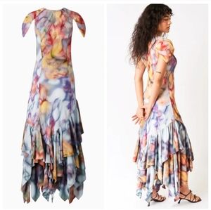 COLLINA STRADA garden blur hillary dress large